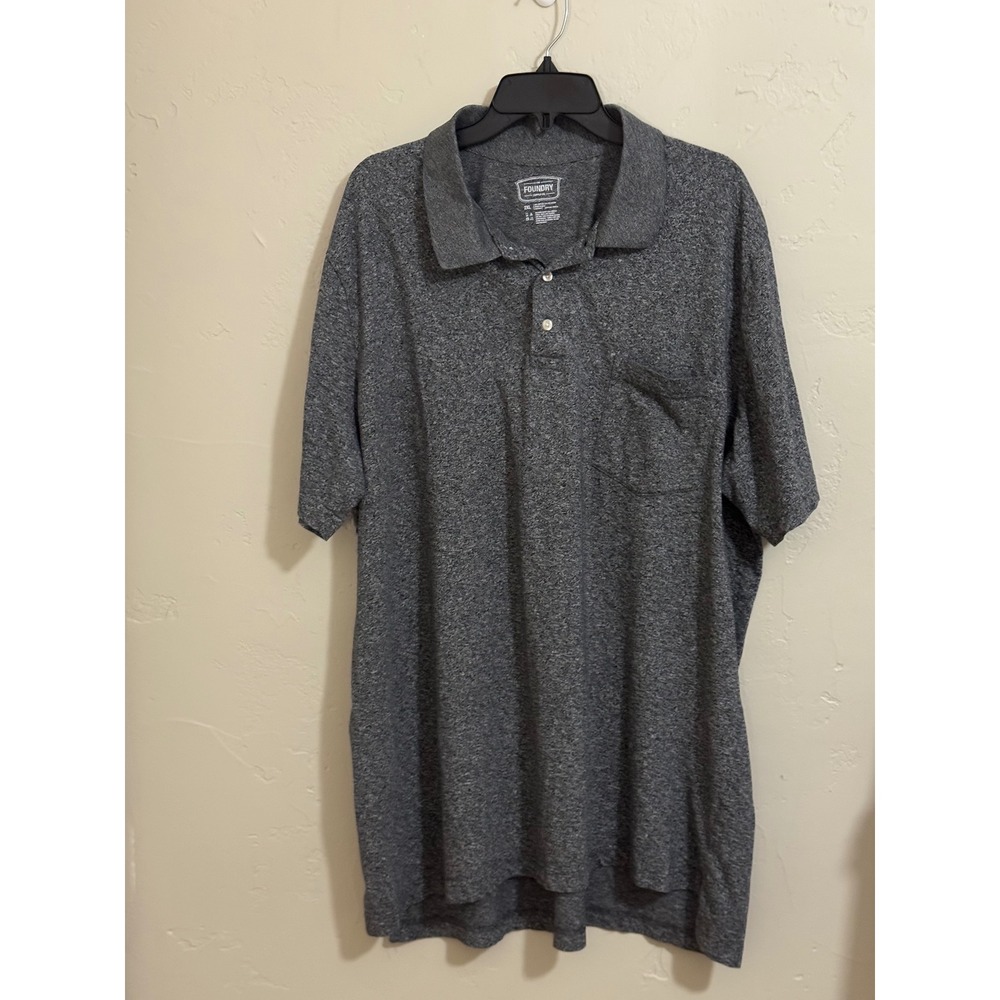 Foundry Supply polo 2XL gray heather pocket short sleeve cotton blend big tall